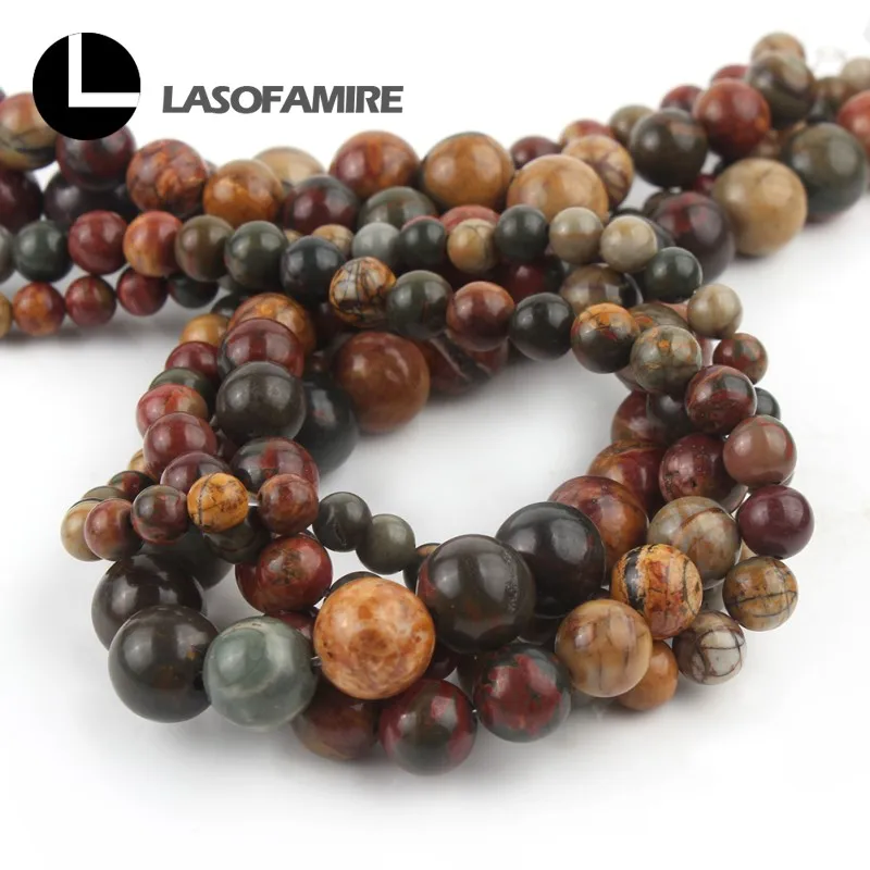 Натуральный камень красочные Пикассо яшмы вокруг свободные бусины для