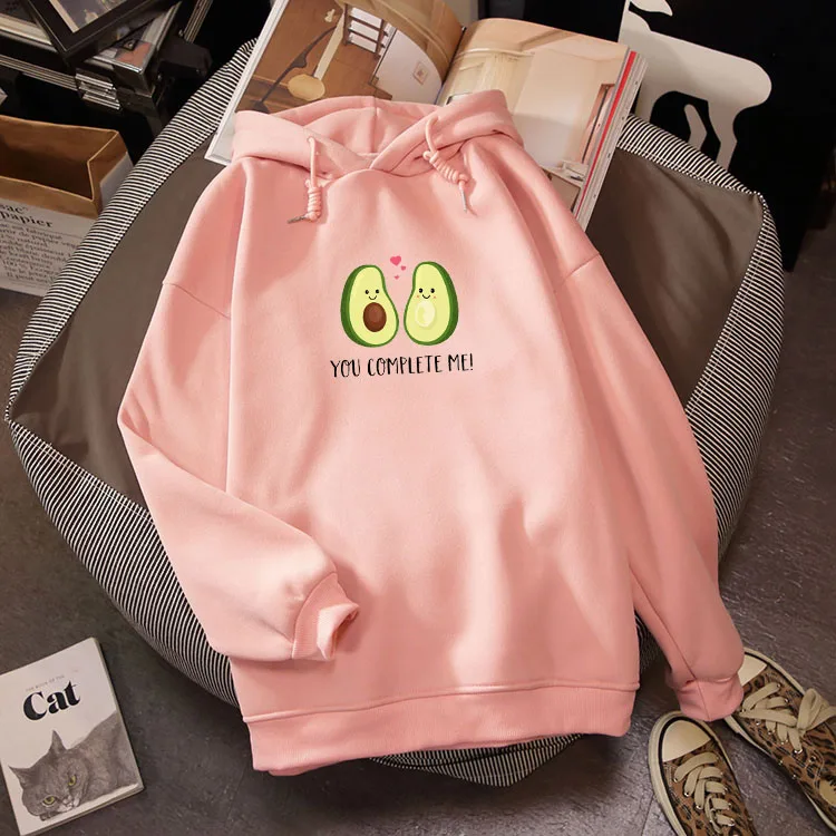 Новинка свитшот с принтом авокадо и надписью Kawaii зимняя уличная одежда в стиле