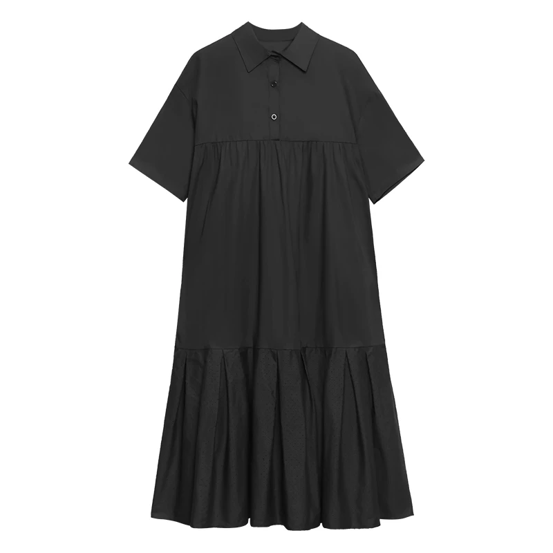 

kywommnz French, Vintage, Women, Dress,Long Skirt,2021,Spring Summer, Female,Temperament, A-Line,Short Sleeve,Shirt, Skirt, E329