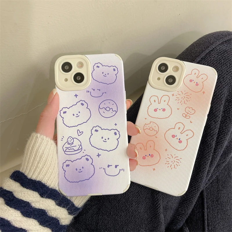 

Hot Cute Cartoon Bears Rabbits Phone Case For Huawei Note 30 40 P30 P40 P50 Pro Nova 6 7 7i 8 SE Honor 20 20s 10i 10 Lite 30 30s
