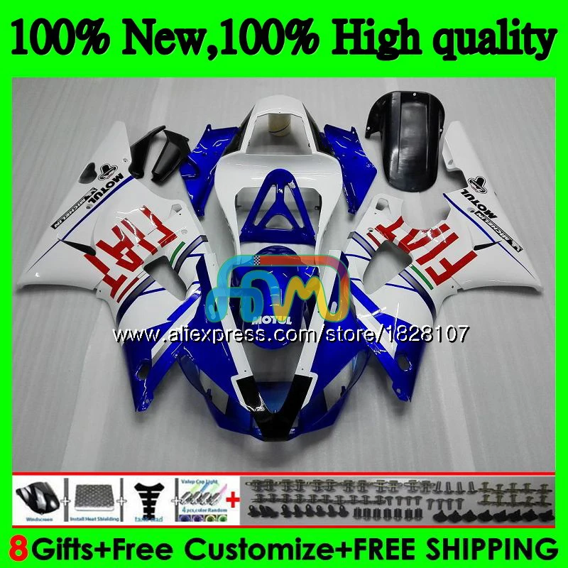 

Body Kit For YAMAHA YZF 1000 YZF R 1 YZF-1000 YZFR1 00 01 121BS.15 YZF R1 1000CC YZF1000 Blue white YZF-R1 2000 2001 Fairings