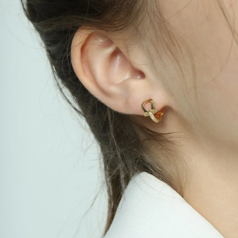 

100% Real 925 Sterling Silver Horseshoe Small Hoop Earrings Zircon Hollow Small Earrings Lucky Jewelry for Women