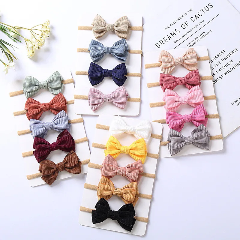 Детская повязка на голову с бантом для девочек Вельветовая тонкая нейлоновая