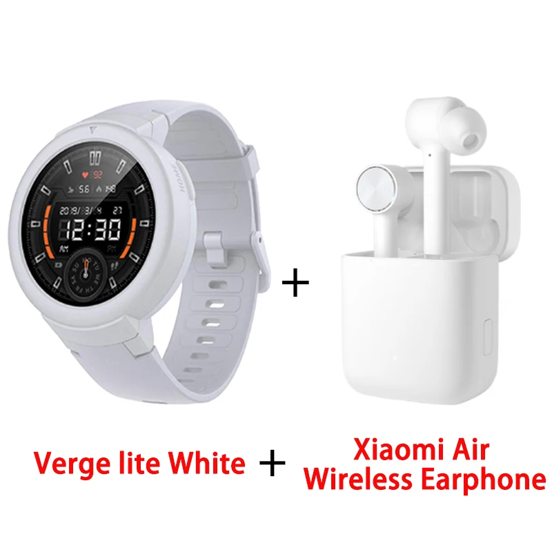 Смарт-часы Huami Amazfit Verge Lite, 3 gps, водонепроницаемые, для воспроизведения музыки, вызова, ответа на сообщение, пуш-ап, пульсометр, спортивные Смарт-часы - Цвет: white add earphone