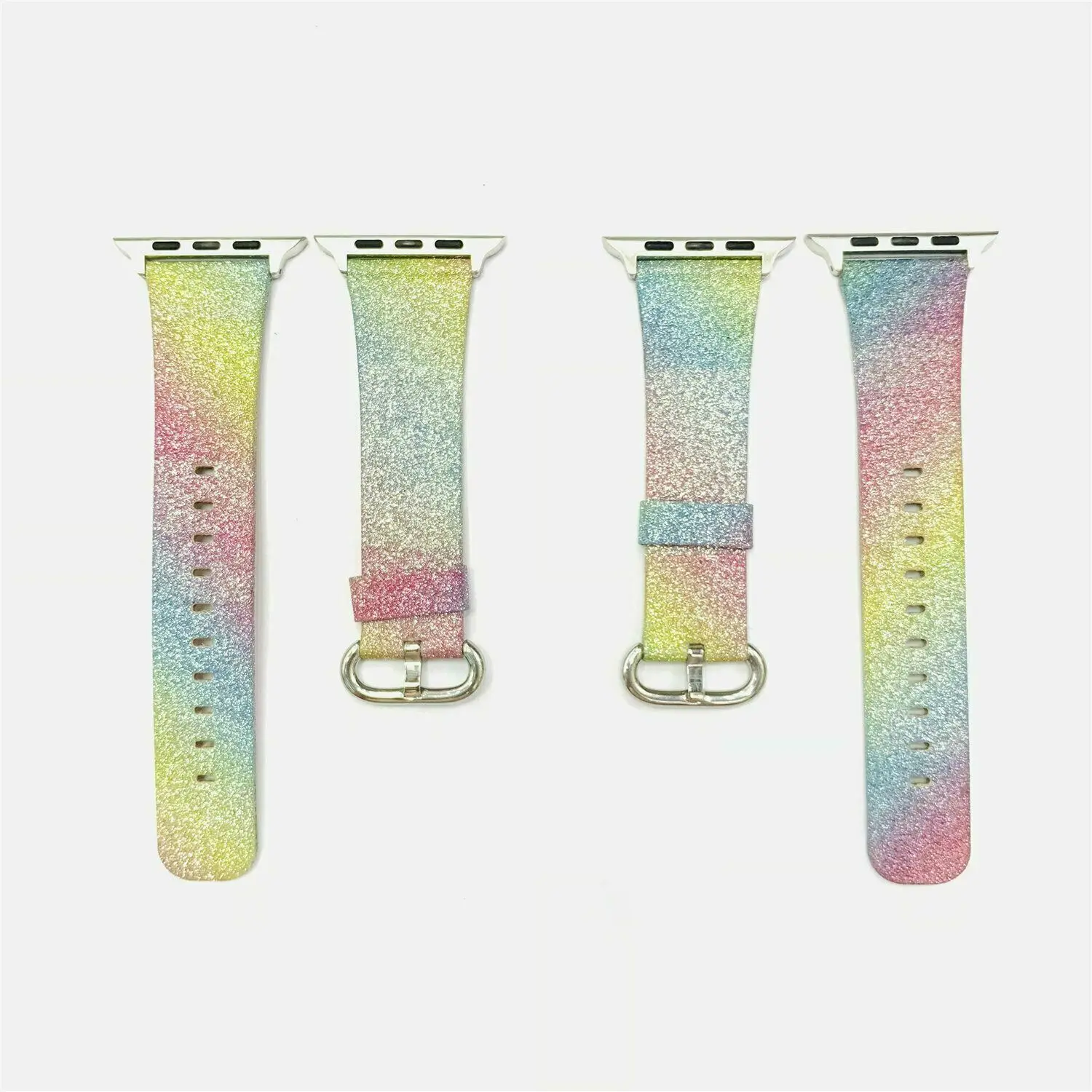 Блестящий Радужный кожаный ремешок для Apple Watch Band iWatch Series 5 4 3 2 1 сменный Браслет с