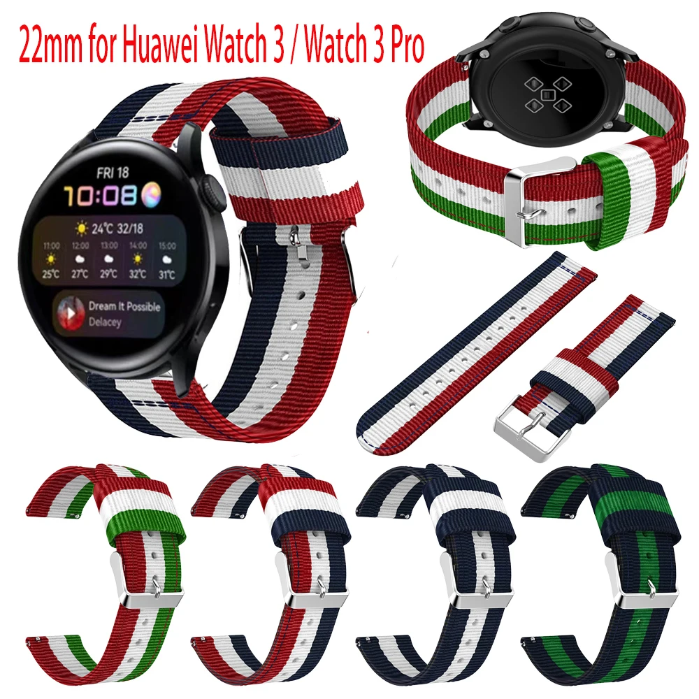 

Ремешок нейлоновый для Huawei Watch 3 / Watch 3 Pro, спортивный сменный Браслет для наручных часов, 22 мм