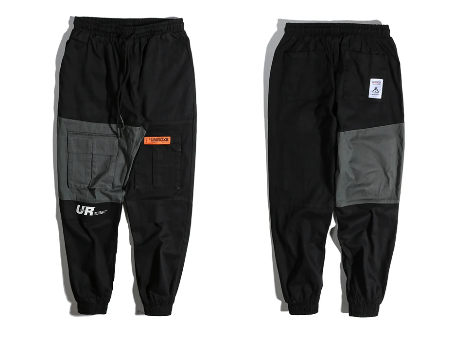 Aelfric Eden штаны карго с карманами мужские Цветные Лоскутные Повседневные Jogger модные тактические брюки Tide Harajuku уличная - Цвет: Черный
