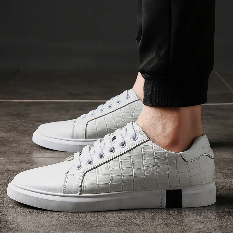 2019 autumn brand shoes for men sneakers Black&ampWhite Big Size 46 handmade Genuine soft leather Men flats | Обувь