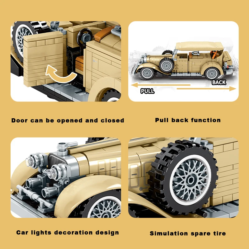 841 шт. Кирпичи Классические модели город Technicing Ретро винтажный автомобиль KB-V12