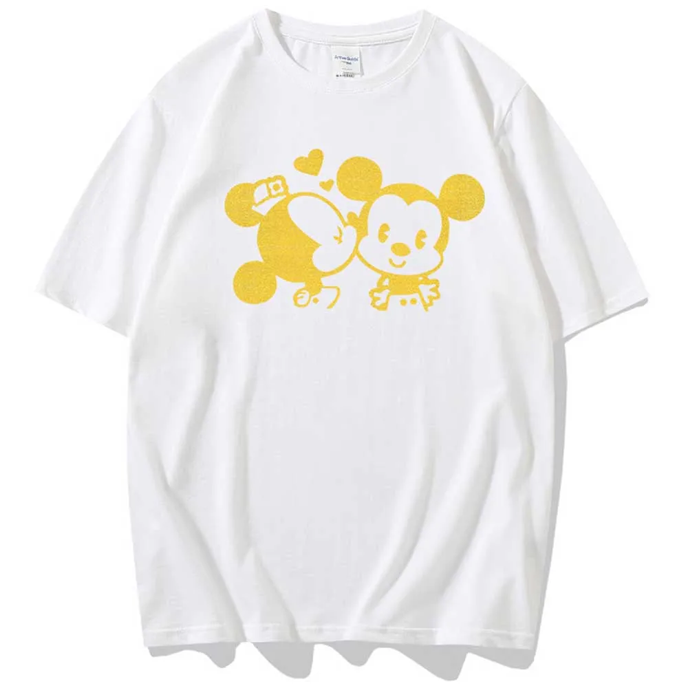 Женская футболка с принтом героев мультфильма Поцелуй Микки Мауса 10 цветов |