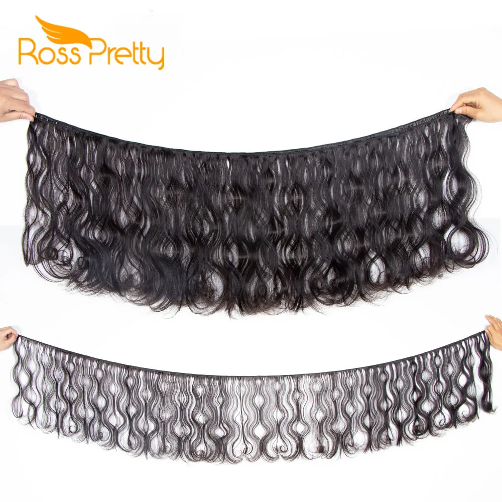 

Ross pretty Double Drawn Hair Extension Brazilian Body Wave Hair Bundles 8-24inch 100% Human Hair 1b Natural Hair Bundles