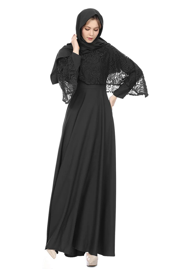 

2021 Women's Muslim Middle Eastern Style V-neck Pattern Printed Loose Commuter Robe Spring New Ladies Large Size Robe Long Skirt