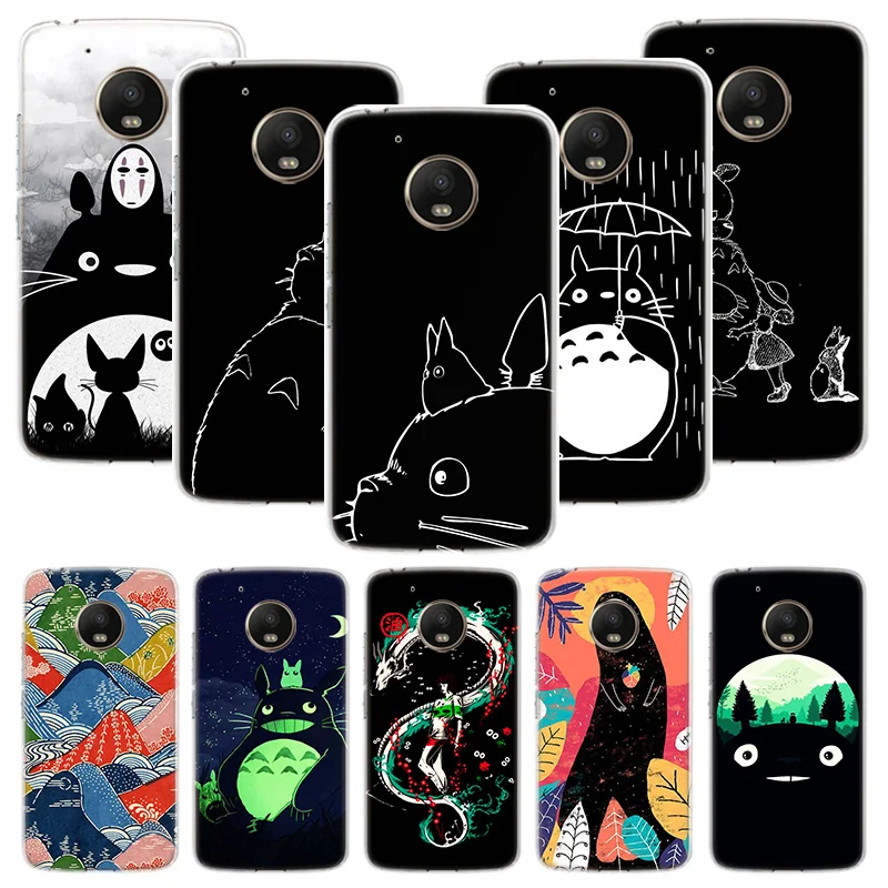 Черный чехол для телефона Studio Ghibli Totoro черный Motorola Moto G8 G7 G6 G5S G5 E6 E5 E4 Plus G4 Play Power X4 One