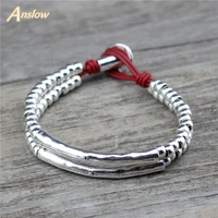 anslow trendy handmade vintage 2 layers beads bijoux jewelry charm bracelets for women mens couple christmas gift low0821lb