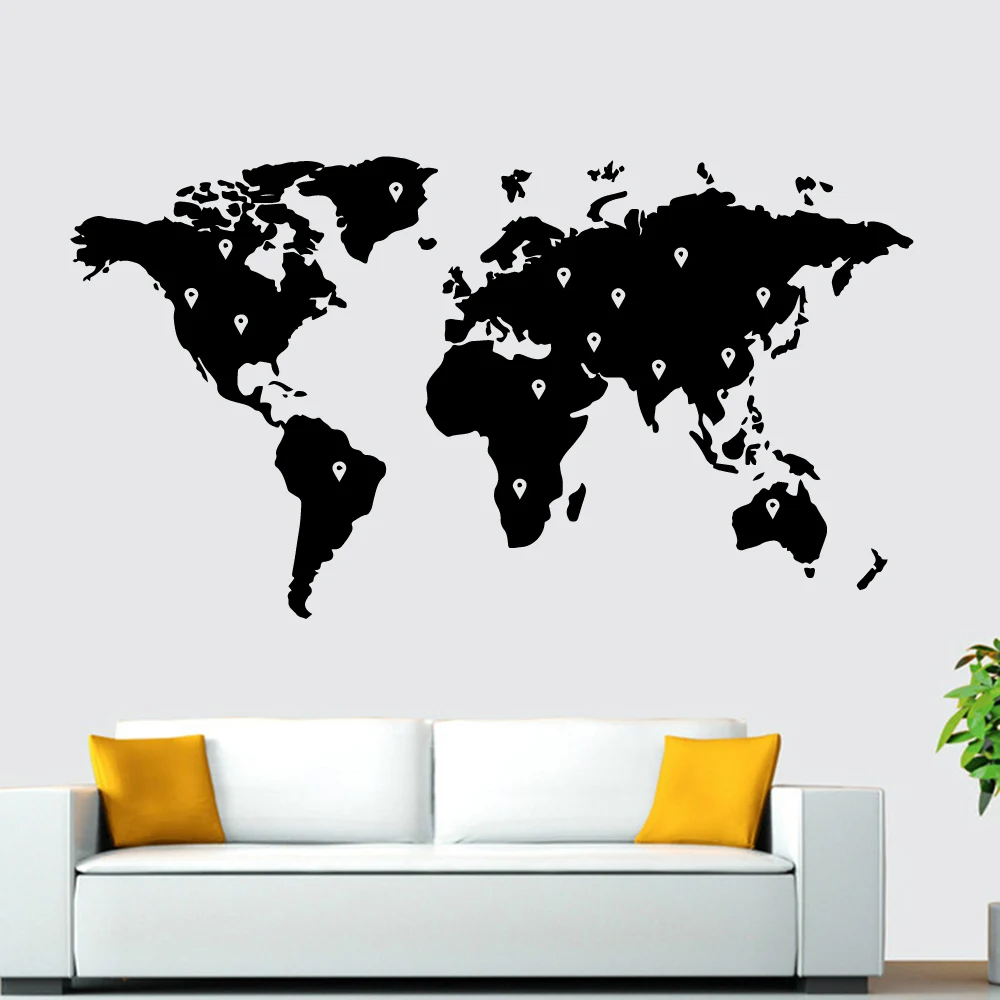 

Classic World Map Home Decor Modern room Decoration For Kids Rooms Nursery living Room bedroom Decor Removable mural wallpaper