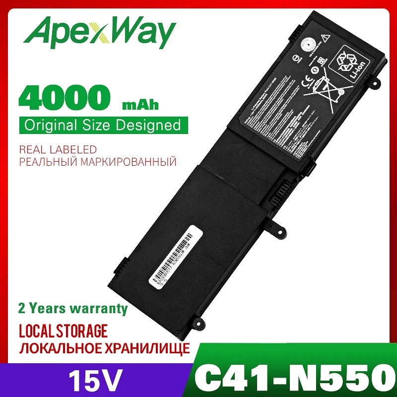 ApexWay Аккумулятор для ноутбука ASUS C41 N550 N550X47JV N550J|Аккумуляторы ноутбуков| |