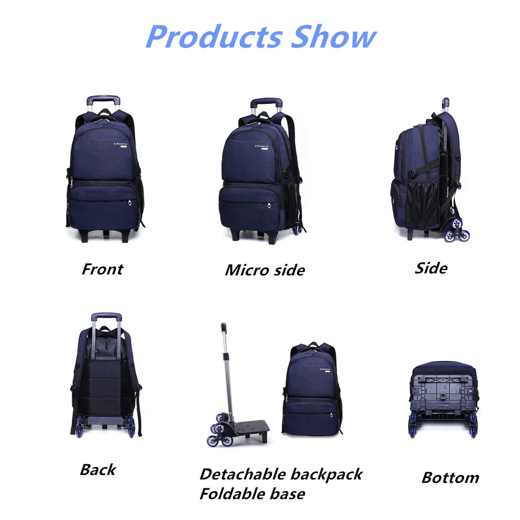 Съемный Детский рюкзак на колесиках для мальчиков школьная сумка повседневный