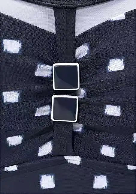 Женский купальник в горошек черный цельный пуш-ап с высокой талией пляжный