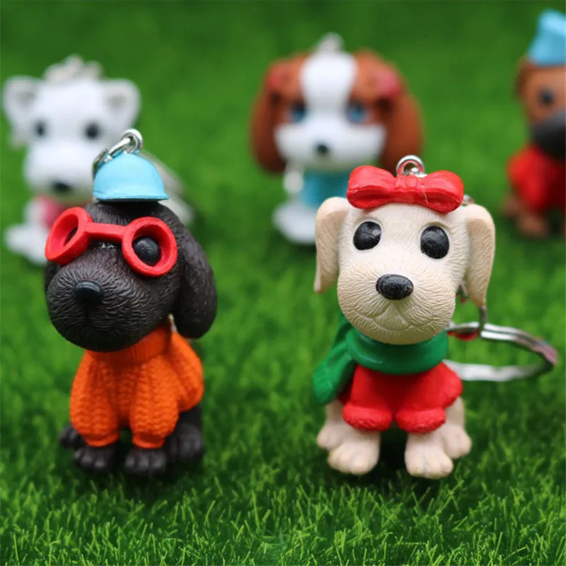 Симпатичные Брелки из ПВХ для ключей с сидением французского бульдога щенка