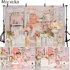 Весенний Цветочный Кролик для новорожденных детей портретная фотография Фон торт разбивать 1-й День рождения украшение для детского дня рождения Торты