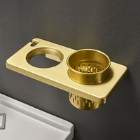 brushed gold aluminum bathroom hair dryer rack wall mounted bathroom shelf storage bathroom accessories
