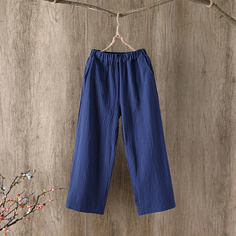 

Pants Women Summer New Casual Wide Leg pants High waist Female Loose Ankle-Length Pants