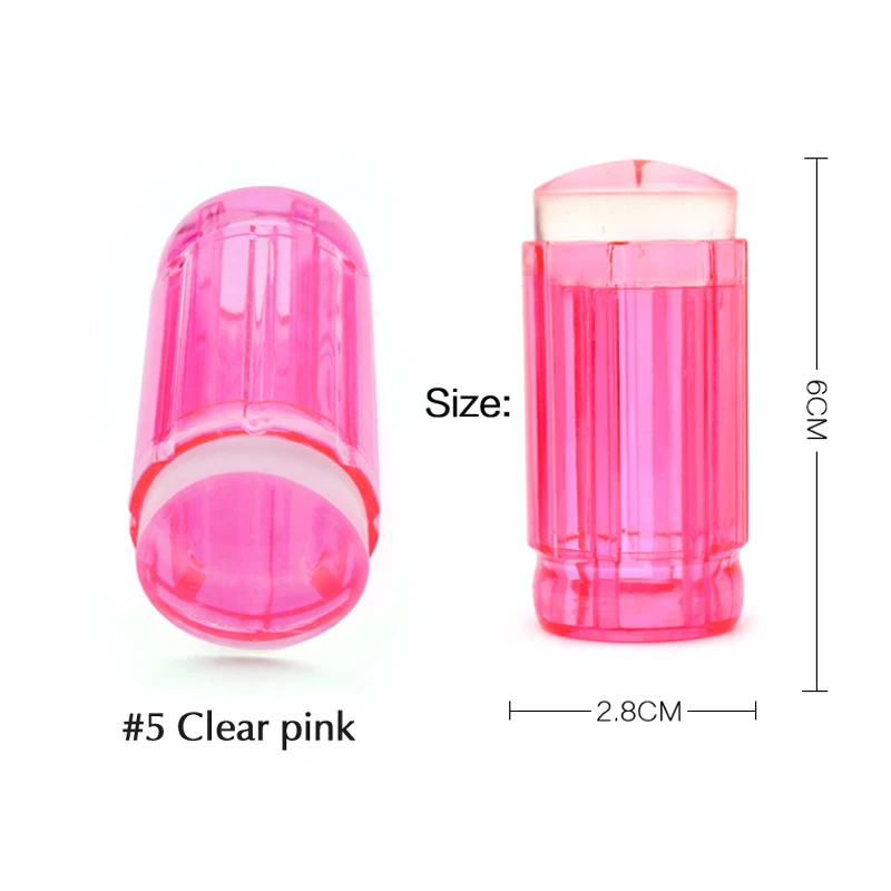 

1pcs Candy 5 Colors Clear Jelly Silicone Head Nail Art Stamper Scraper Kit DIY Stamp Stamping Mold Stencil Manicure Tools