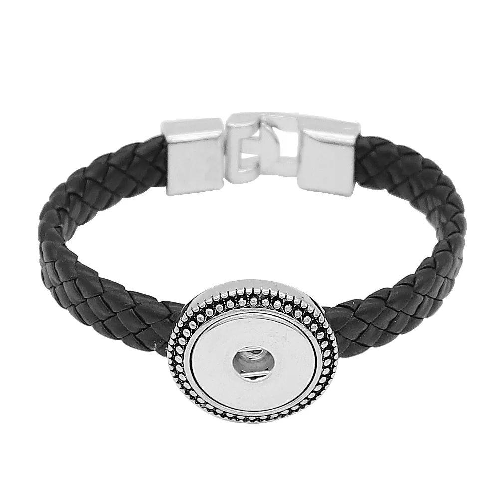 Горячая Распродажа Винтажные Украшения с кнопкой из металла кожаный браслет