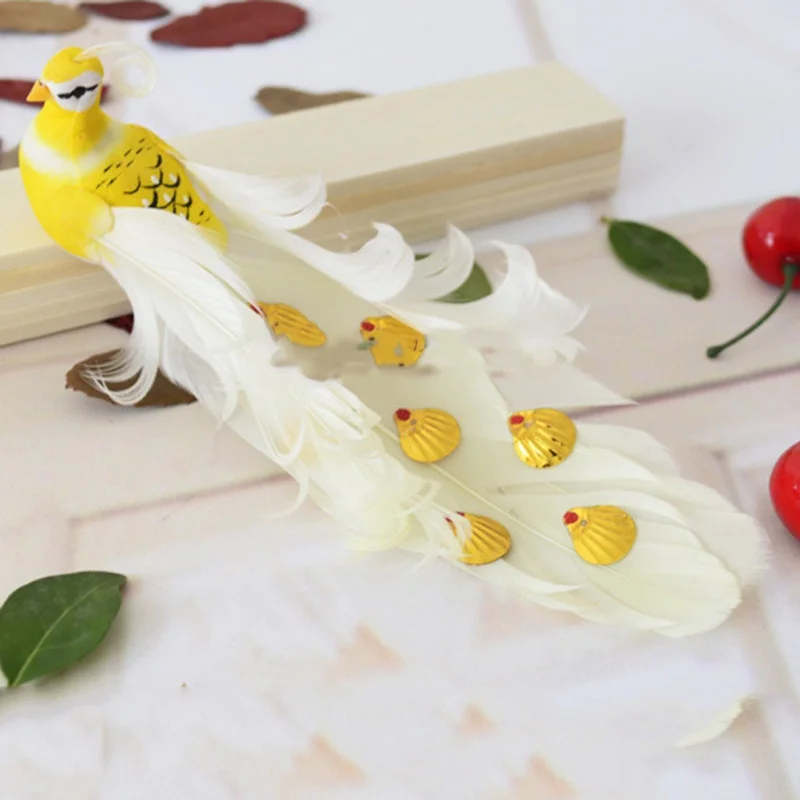 

12pcs Garden Decorative Peahen Artificial Craft Bird Peacock Small Bird Foam Bird Garden Home Decor Removable Ornaments