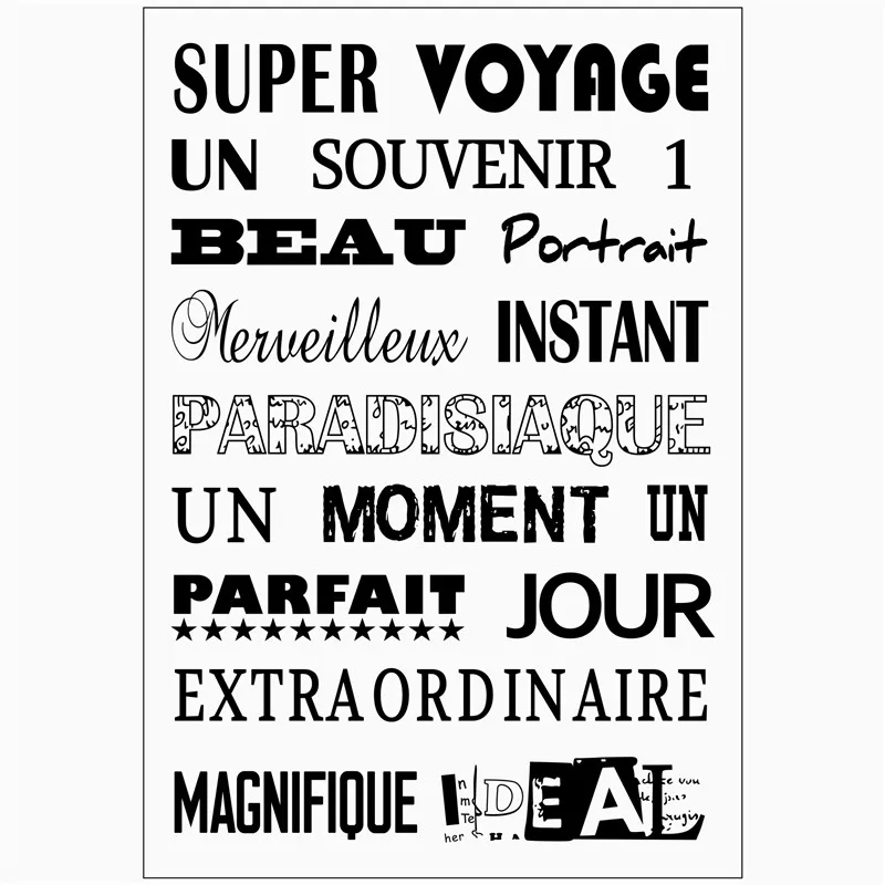 Французские слова резиновые силиконовые прозрачные штампы для скрапбукинга