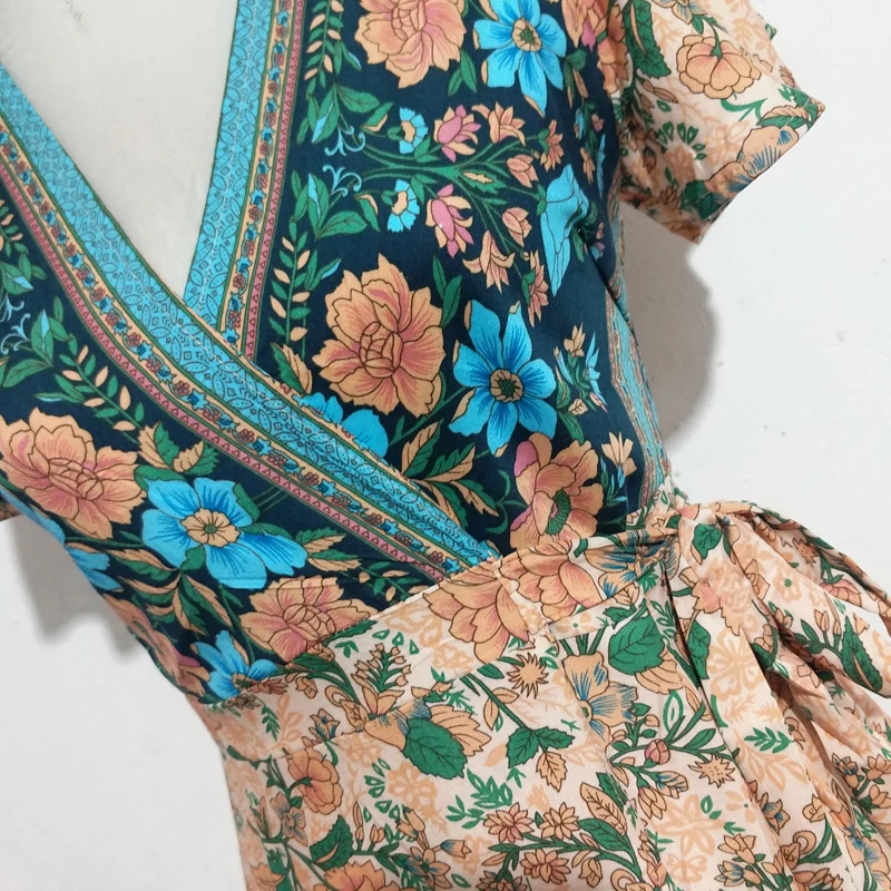 

Printed Falbala V-Neck Bohemia Beach Holiday Mini Spring Summer Clothes Dress For Women'S Vetement Femme Nice Sukienka Sundress