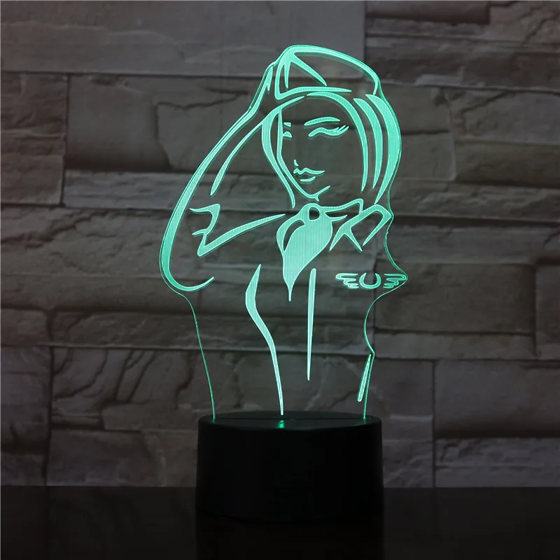 

Policewomen 3D Led Night Lights Gifts Colorful Touch Switch Remote Desk 3D Light Fixtures Novelty Usb Led Kids Lamp 1912