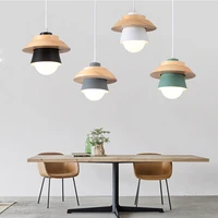 nordic minimalist single pendant lamp solid wood creative dining table macarons color aluminum e27 restaurant lighting lamp