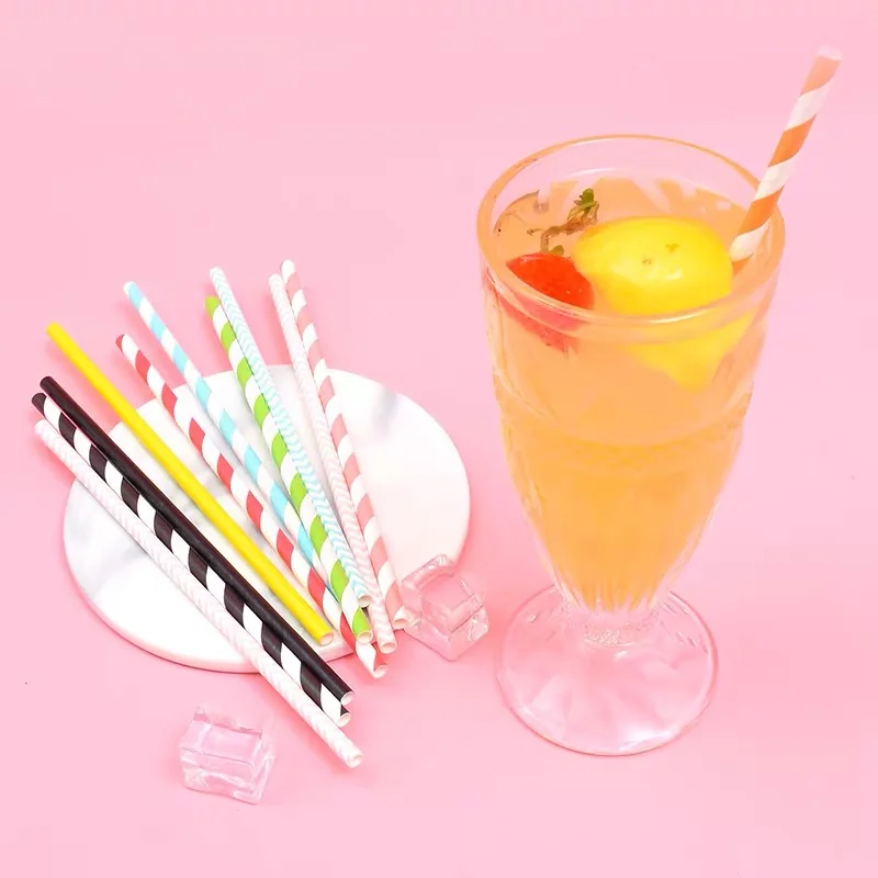 200x разлагаемая крафт-бумага всасывающая трубка карамельного цвета соломинки для