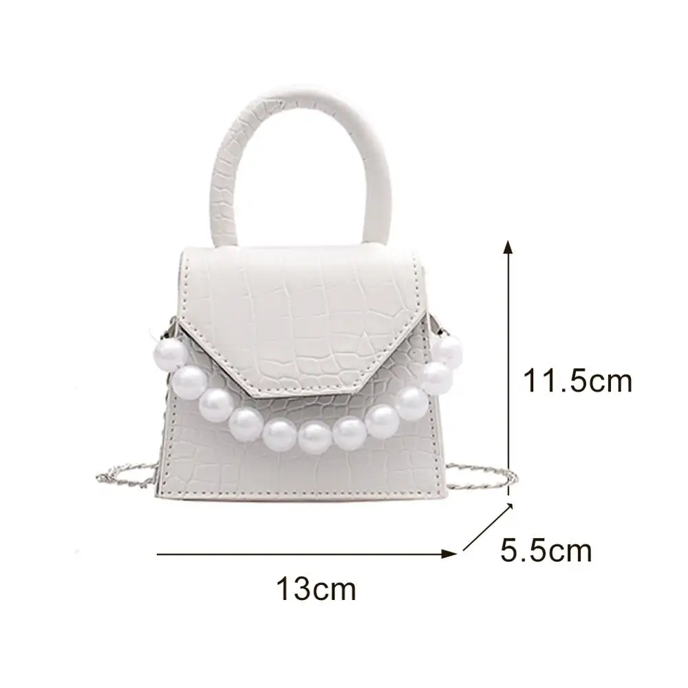 

Pearl Handle Super mini Design PU Leather Shoulder Bags For Women 2021 Stone Pattern Crossbody Bag Female Travel Handbags