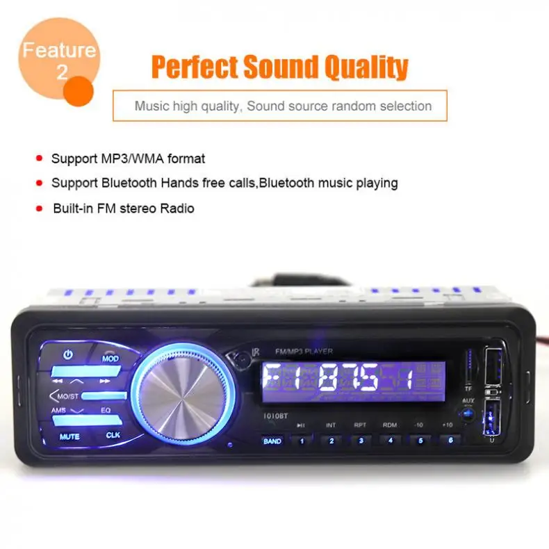 12 В Bluetooth Авто стерео радио автомобиль MP3 плеер Поддержка громкой связи FM Aux вход SD