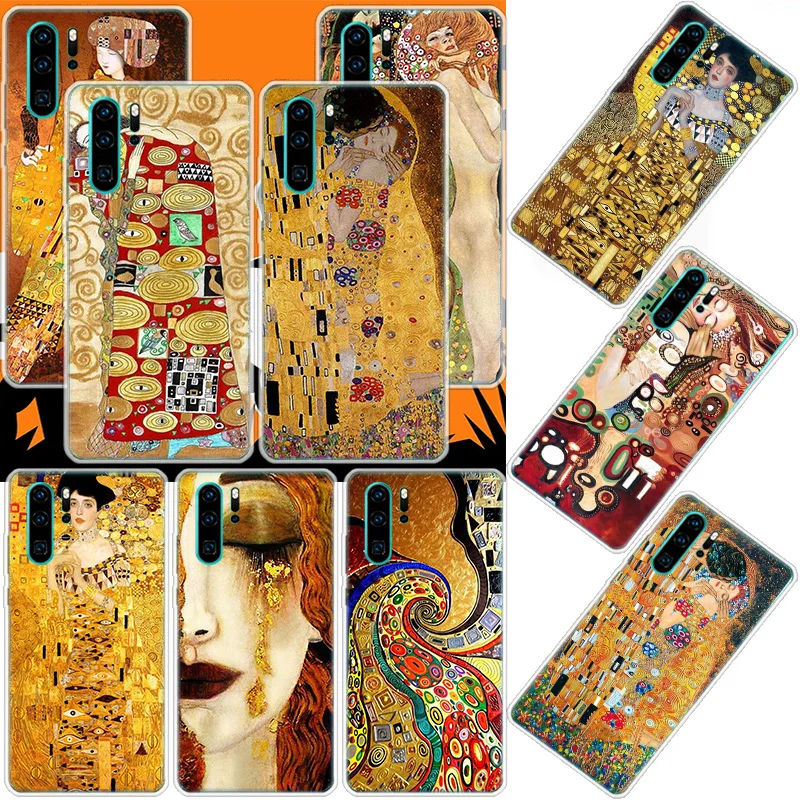 

Kiss by Gustav Klimt Desig Phone Case For Huawei Mate 40 Pro 30 20 Lite 10 Huawei P30 Lite P50 Pro P40 P20 P10 Cover Coque Funda