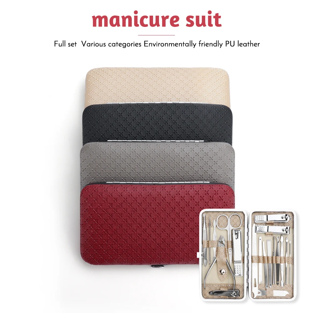 

Nail Clippers Beauty Tool Portable Set Stainless Steel Manicure Set 19 in 1 with leather Bag for Home Travel Gift Beauty Salon