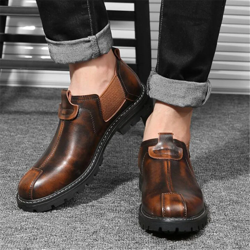 

New men's Chelsea boots cowhide leather fashion low-cut men's shoes short boots for men high top sneakers zapatos de hombre