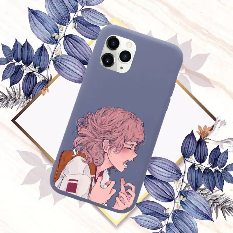 

Sad girl Phone Case Candy Color for iPhone 11 12 mini pro XS MAX 8 7 6 6S Plus X SE 2020 XR