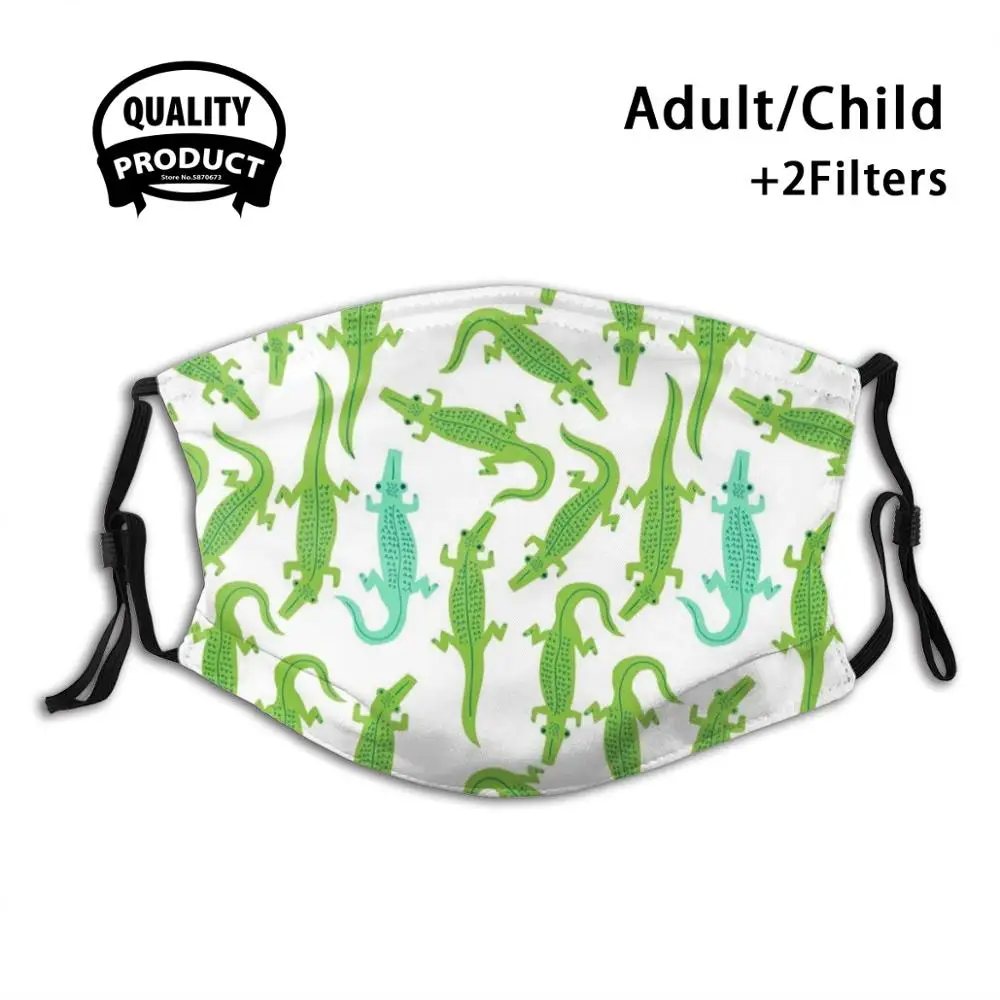 

Маска для лица «Аллигаторы» для вечерние, многоразовая моющаяся антипылевая маска для лица с фильтром «Аллигатор», графический узор, дизай...