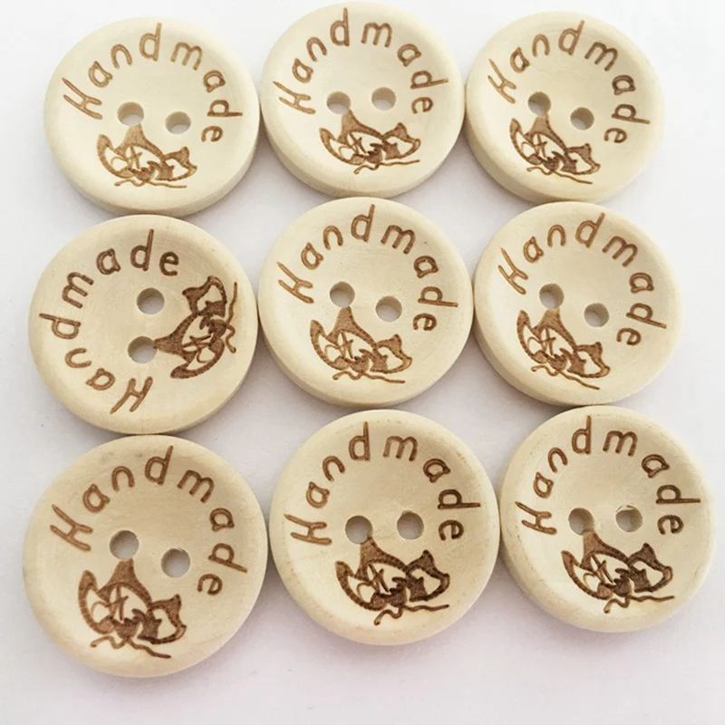 100 шт. деревянные пуговицы ручной работы для одежды с рисунком бабочки 2 отверстия