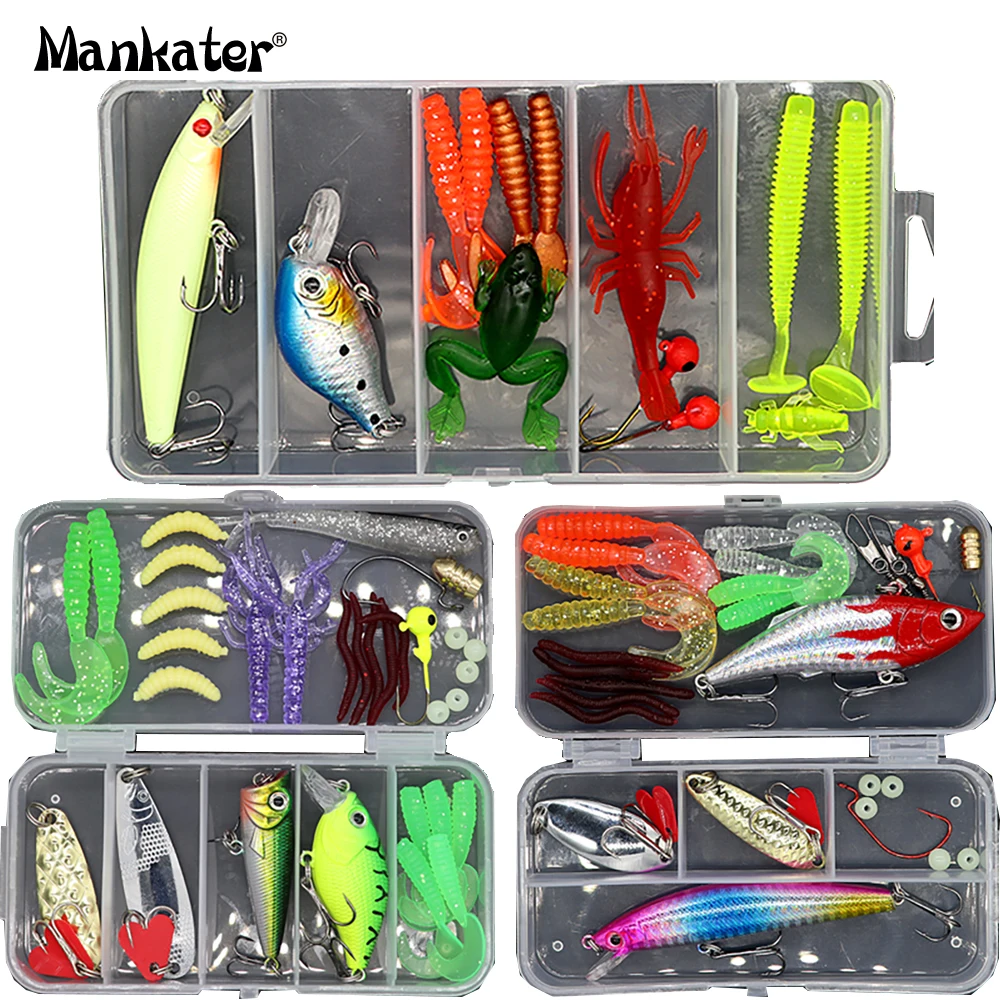 

Fishing Lure Kit Spinnerbait Wobbler Crankbait Minnow Poppers Jerkbait Jig Head Hooks Soft Bait Set L089