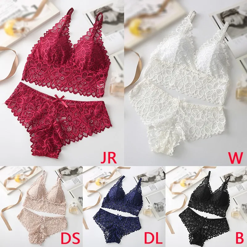 

Women's Lace Underwear Lingerie Suits Summer Female Transparent Sexy Lace Bra And Low Waist Lace Underpant Suits