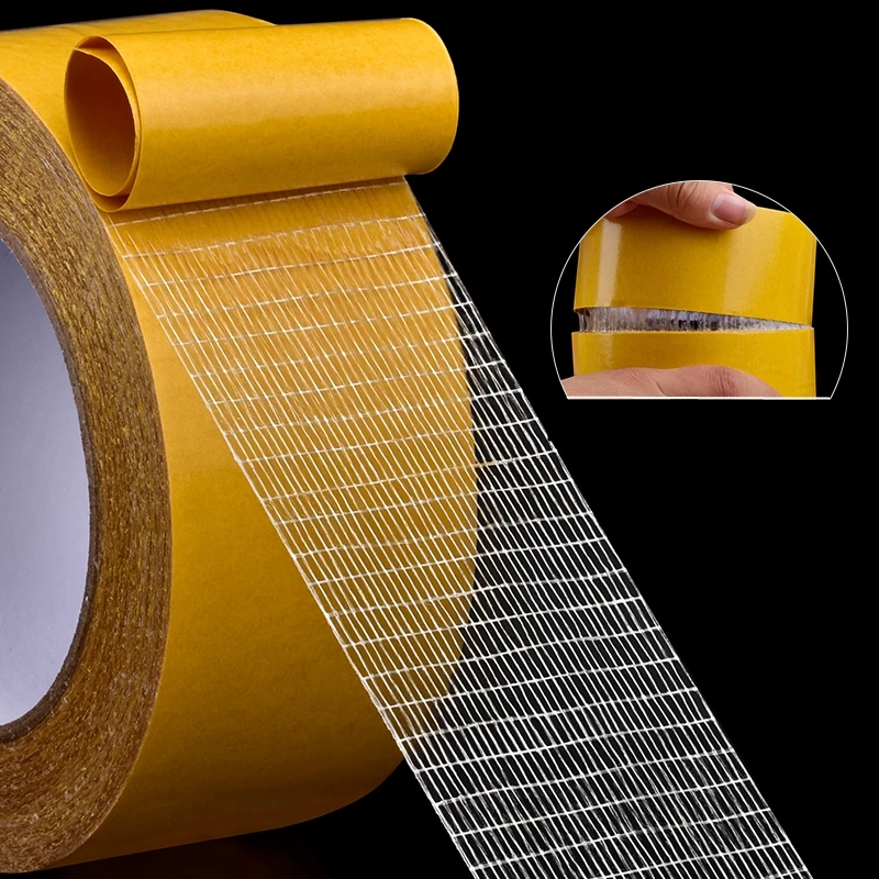 YX 20M Carpet Mesh High Viscosity Transparent Double Sided Tape Glass Grid Fiber Adhesive Tape