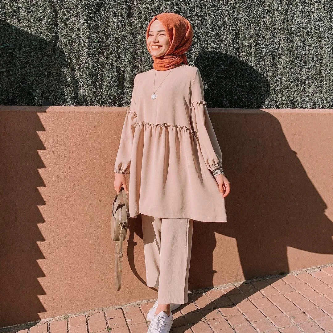 

2021 Новый мусульманский комплект Ближний Восток Юго-Восточная Азия размера плюс комплект из двух предметов Исламская одежда для женщин мусу...