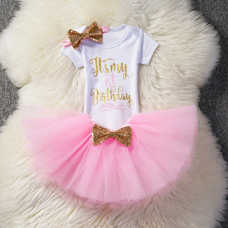 Платье для маленьких девочек Хлопковые Платья с надписью My 1st Christmas 1 год вечерние