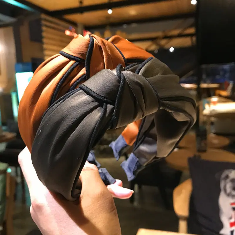 Женщин плетенная повязка для головы студенческий стиль красного и зеленого