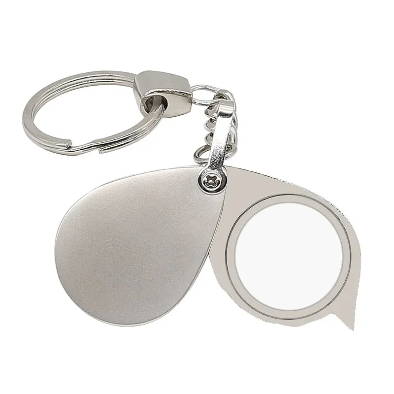 Складной карманный 8X брелок лупа Цинковый ключ из металлического сплава цепная
