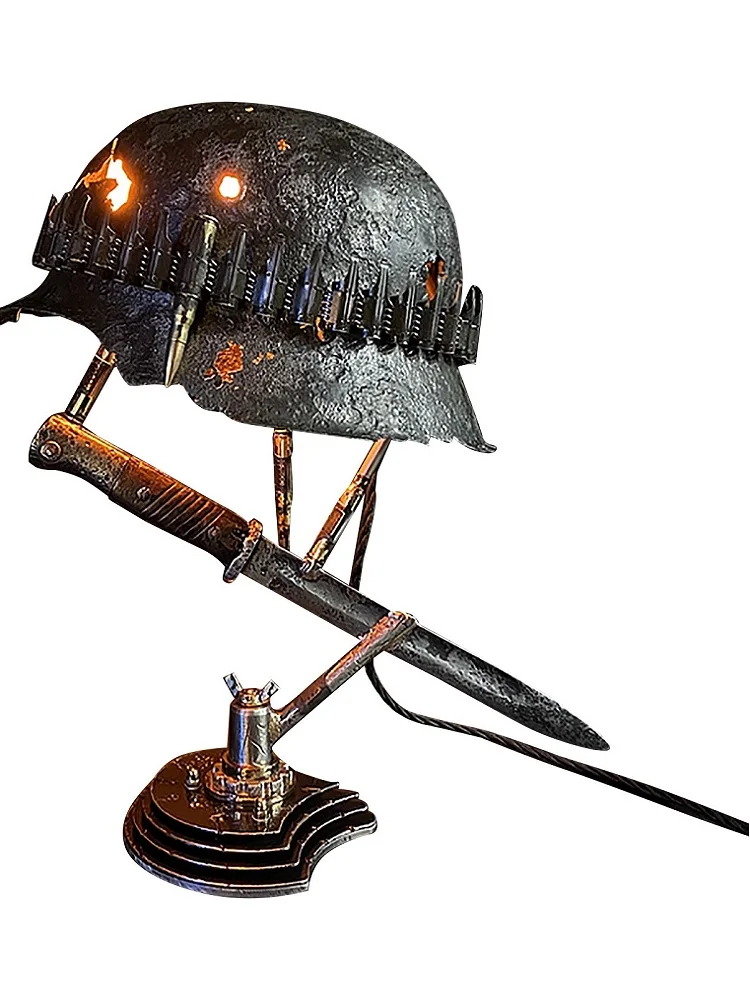 

New Year 2022 War Relic Lamp Remembering That History Resin Desktop Ornament USB Charging Table Lamp Christmas Decoration Gift